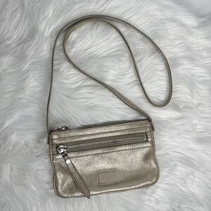 Fossil Light Gold Leather Small Crossbody Purse